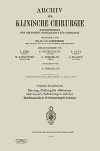 Vorderes Coverbild Die sog. Endangitis obliterans und unsere Erfahrungen mit der lumbosacralen Grenzstrangresektion
