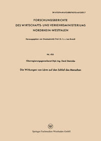Vorderes Coverbild Die Wirkungen von Lärm auf den Schlaf des Menschen