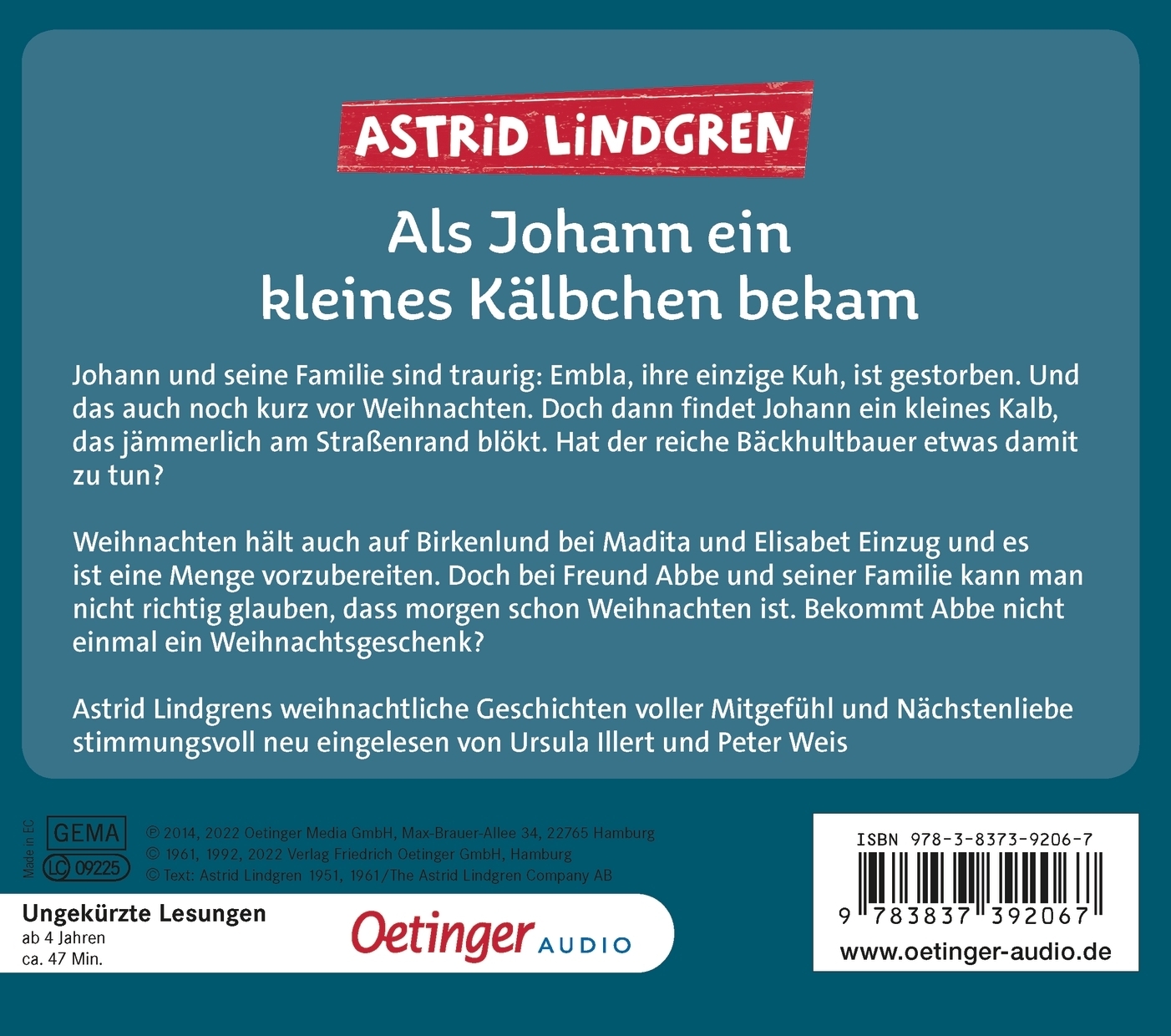 Rückseitencover Als Johann ein kleines Kälbchen bekam