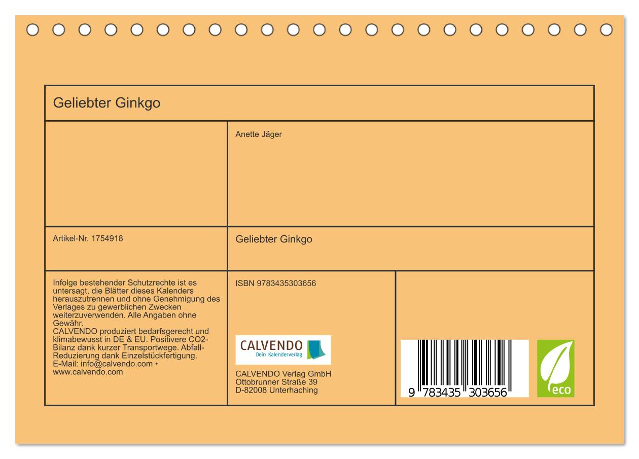 Beispielinhalt (Bild) Geliebter Ginkgo (Tischkalender 2025 DIN A5 quer), CALVENDO Monatskalender
