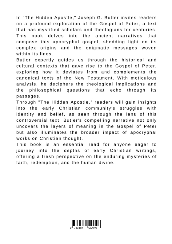 Rückseitencover The Hidden Apostle: Deciphering the Gospel of Peter's Ancient Narratives