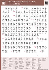 Vorderes Coverbild Tafel der Schriftzeichen und Vokabeln des neuen HSK 2