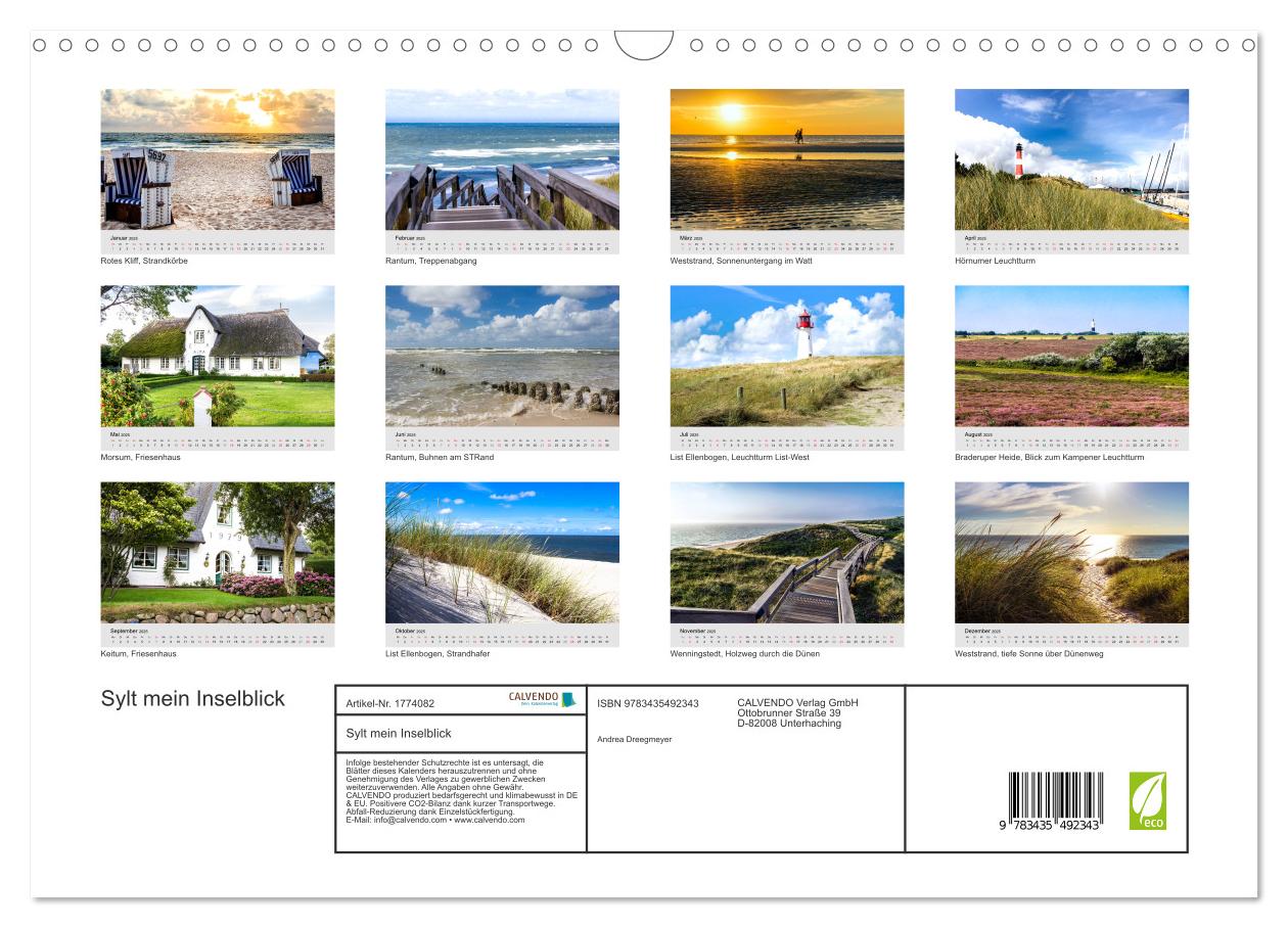 Beispielinhalt (Bild) Sylt mein Inselblick (Wandkalender 2025 DIN A3 quer), CALVENDO Monatskalender