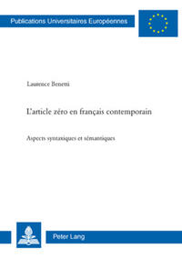 Vorderes Coverbild L’article zéro en français contemporain
