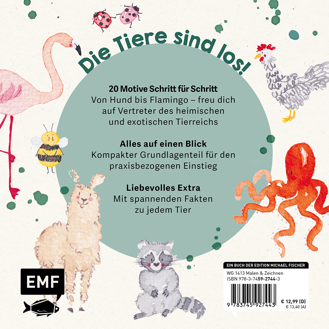 Rückseitencover Mini Watercolor – Tiere