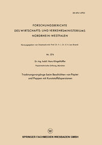 Vorderes Coverbild Trocknungsvorgänge beim Beschichten von Papier und Pappen mit Kunststoffdispersionen