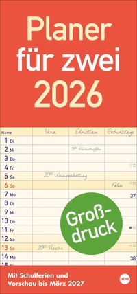 Vorderes Coverbild Großdruck Planer für zwei 2026