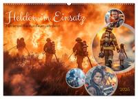 Vorderes Coverbild Helden im Einsatz - Männer und Frauen im Feuerwehrdienst (Wandkalender 2025 DIN A2 quer), CALVENDO Monatskalender