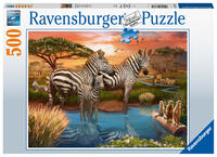 Vorderes Coverbild Ravensburger Puzzle 17376 Zebras am Wasserloch - 500 Teile Puzzle für Erwachsene und Kinder ab 12 Jahren