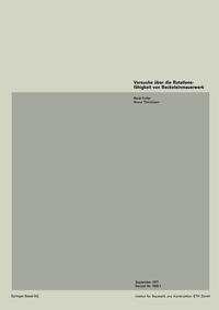 Vorderes Coverbild Versuche über die Rotationsfähigkeit von Backsteinmauerwerk