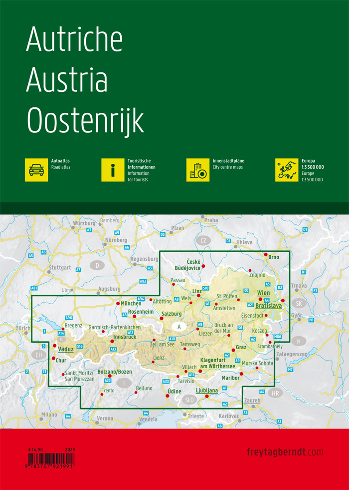 Rückseitencover Österreich, Autoatlas 1:200.000, freytag & berndt