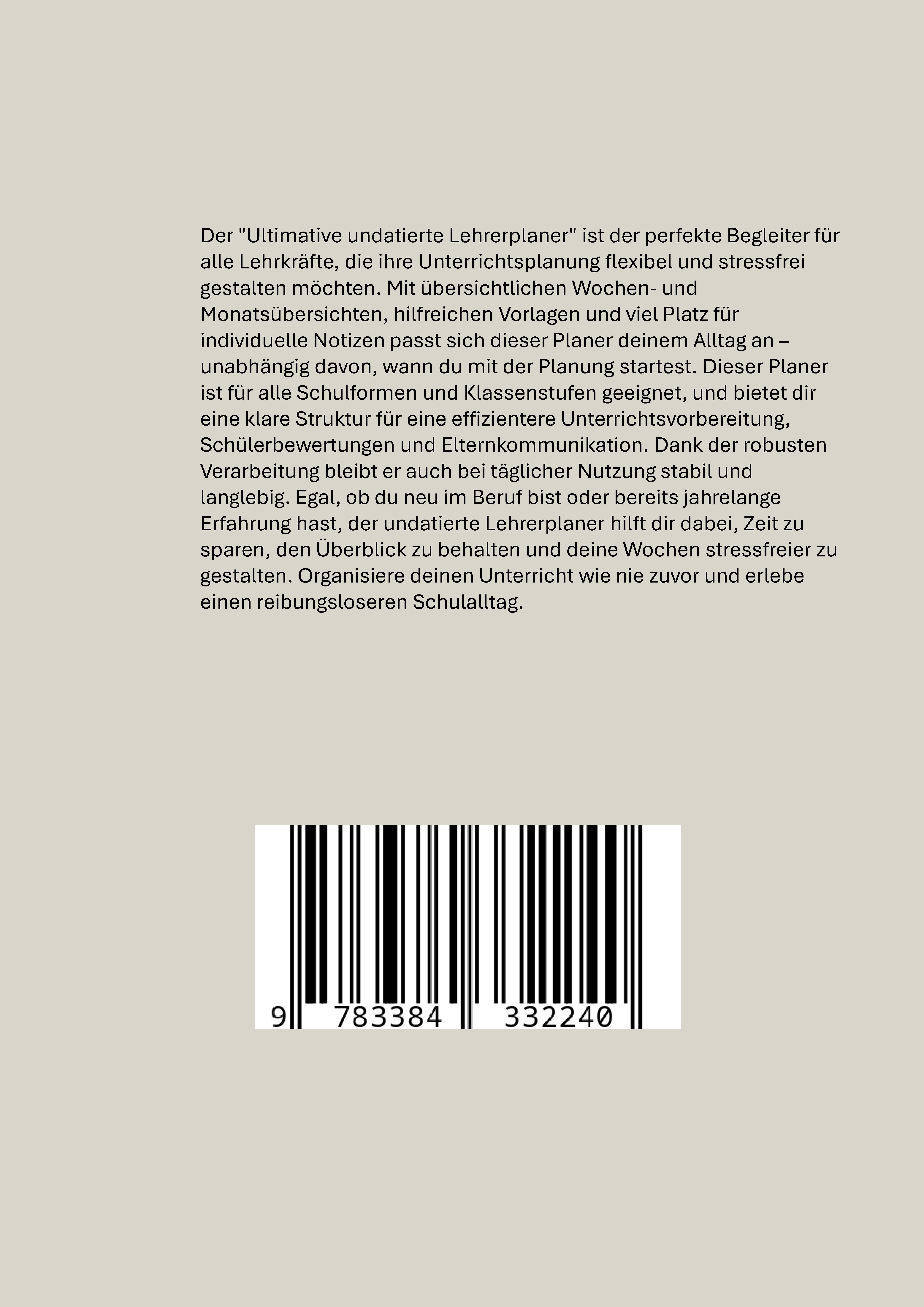 Rückseitencover Der ultimative undatierte Lehrerplaner