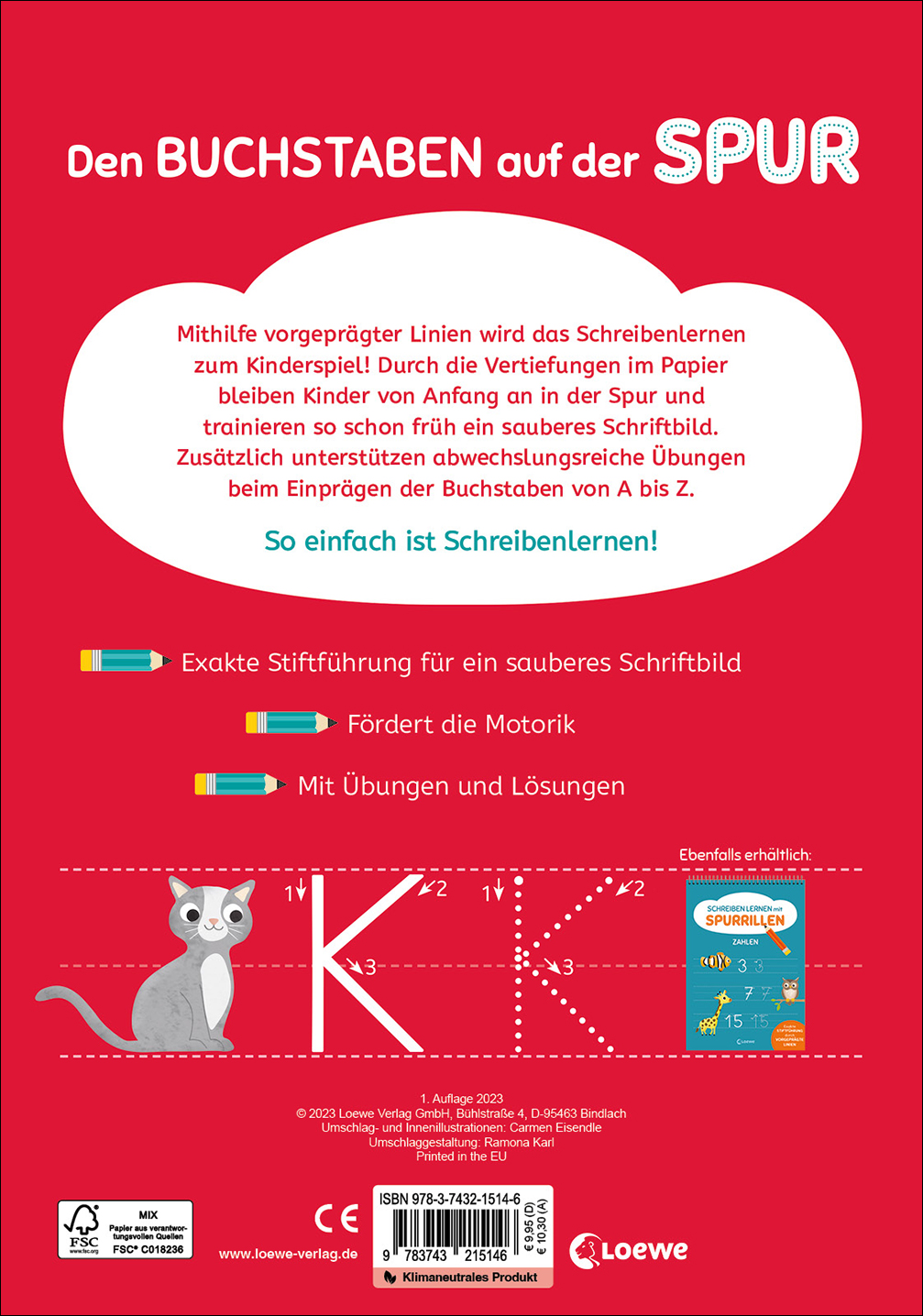 Rückseitencover Schreiben lernen mit Spurrillen - Buchstaben