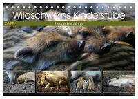 Vorderes Coverbild Wildschweins Kinderstube - Freche Frischlinge (Tischkalender 2025 DIN A5 quer), CALVENDO Monatskalender