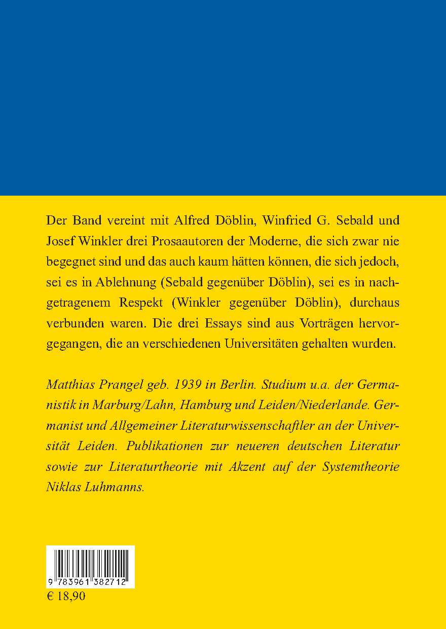 Rückseitencover Alfred Döblin - Winfried G. Sebald - Josef Winkler
