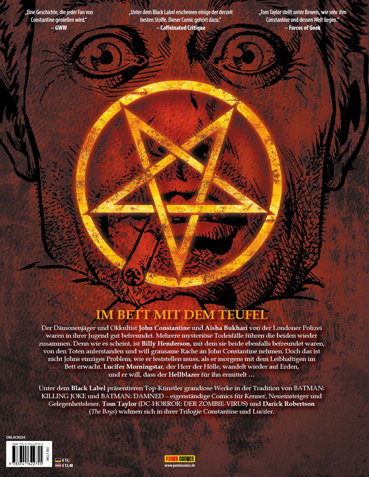 Rückseitencover Hellblazer: Gefallene Engel