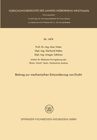 Vorderes Coverbild Beitrag zur mechanischen Entzunderung von Draht