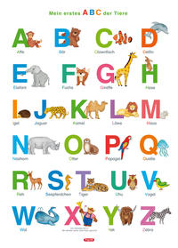 Vorderes Coverbild Fragenbär-Lernposter: Mein erstes ABC der Tiere (in der Schulbuch-Druckschrift) M 50 x 70 cm