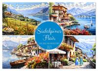 Vorderes Coverbild Südalpines Flair - Seen, Berge und Fantasiestädte (Tischkalender 2025 DIN A5 quer), CALVENDO Monatskalender