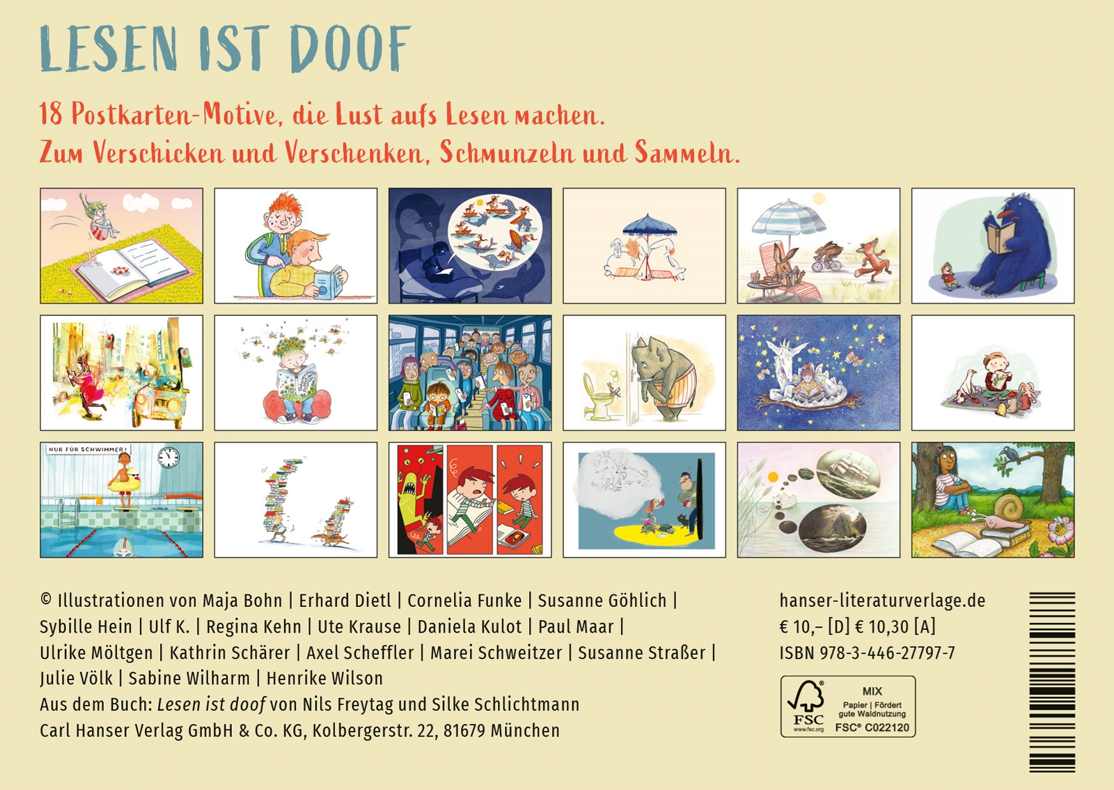 Beispielinhalt (Bild) Lesen ist doof Postkarten-Set