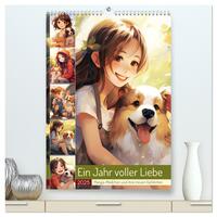 Vorderes Coverbild Ein Jahr voller Liebe. Manga-Mädchen und ihre treuen Gefährten (hochwertiger Premium Wandkalender 2025 DIN A2 hoch), Kunstdruck in Hochglanz