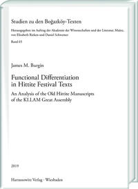 Vorderes Coverbild Functional Differentiation in Hittite Festival Texts