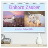 Vorderes Coverbild Einhorn Zauber - anmutige Einhornbilder (hochwertiger Premium Wandkalender 2025 DIN A2 quer), Kunstdruck in Hochglanz