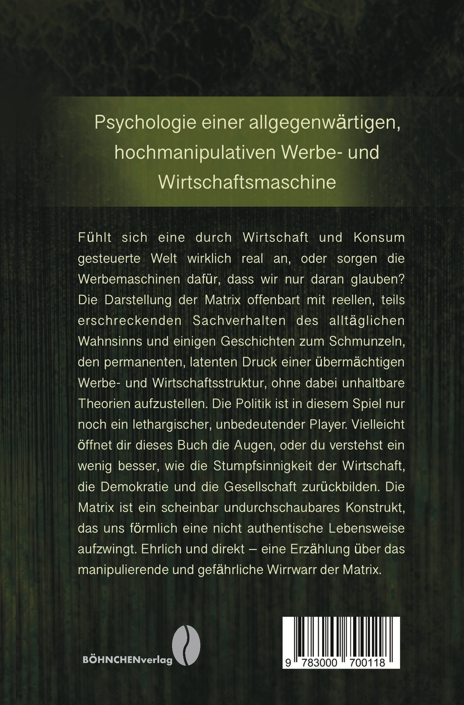 Rückseitencover Die Matrix (ist real)