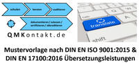 Vorderes Coverbild Mustervorlage Übersetzungsdienstleister (TSP) nach DIN EN ISO 17100:2016 und ISO 9001 :2015