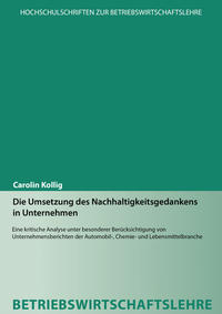 Vorderes Coverbild Die Umsetzung des Nachhaltigkeitsgedankens in Unternehmen