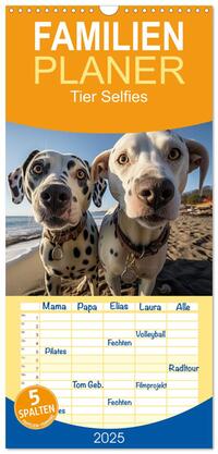 Vorderes Coverbild Familienplaner 2025 - Tier Selfies mit 5 Spalten (Wandkalender, 21 x 45 cm) CALVENDO