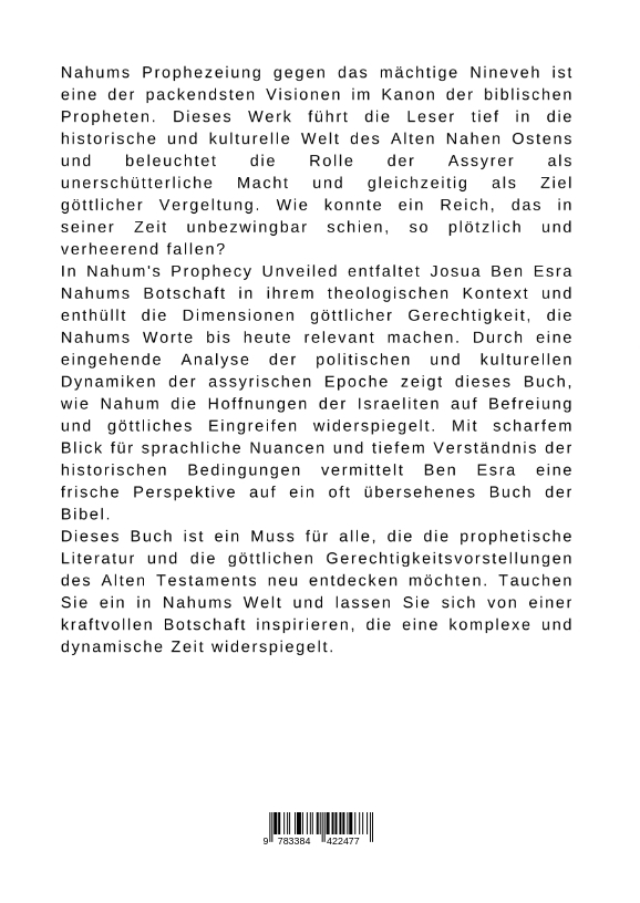 Rückseitencover Nahum's Prophecy Unveiled: Divine Justice and the Fall of Nineveh