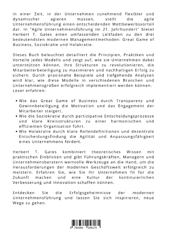 Rückseitencover Agile Unternehmensführung im 21. Jahrhundert
