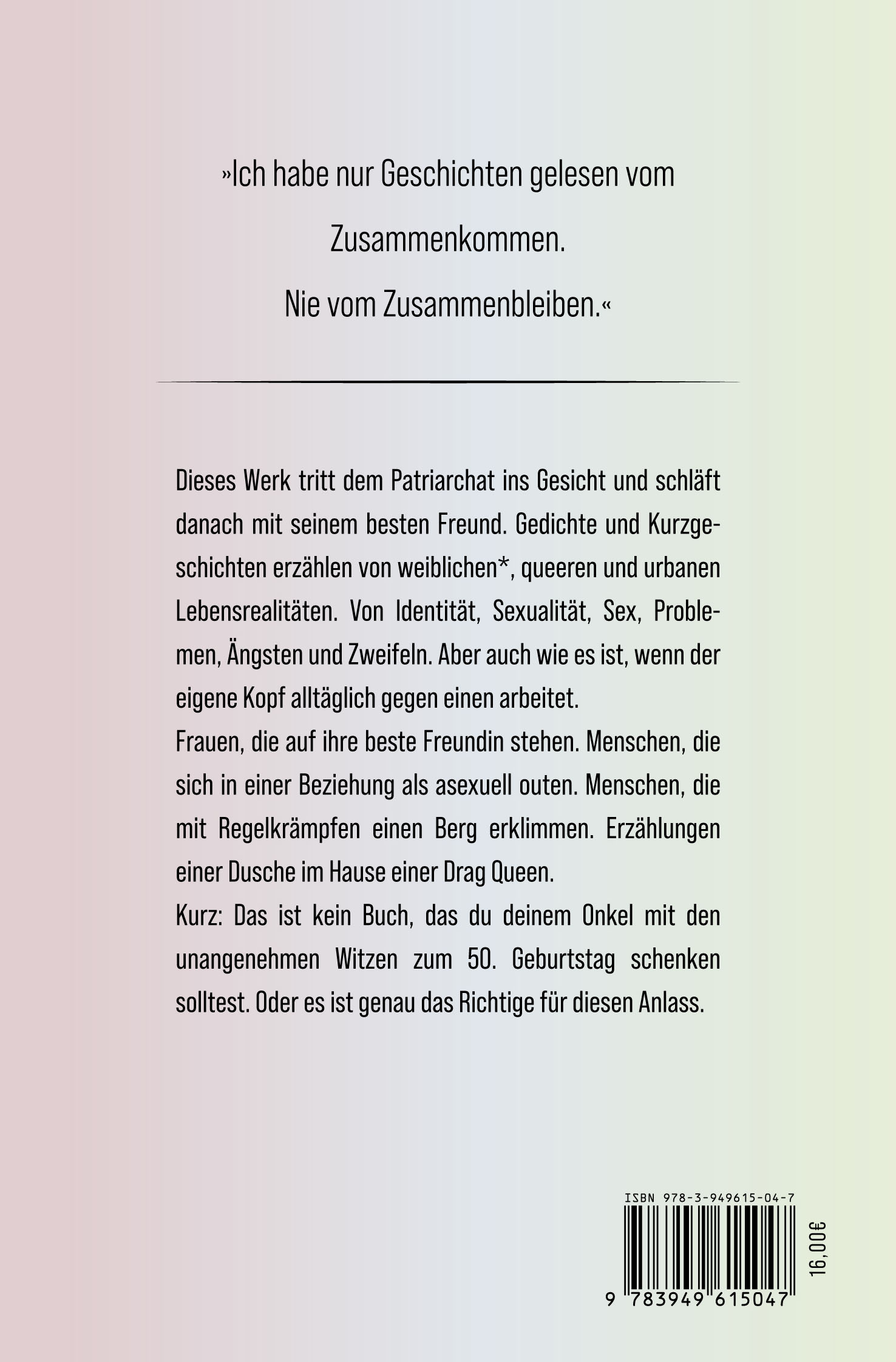 Rückseitencover Liebe und das Gegenteil