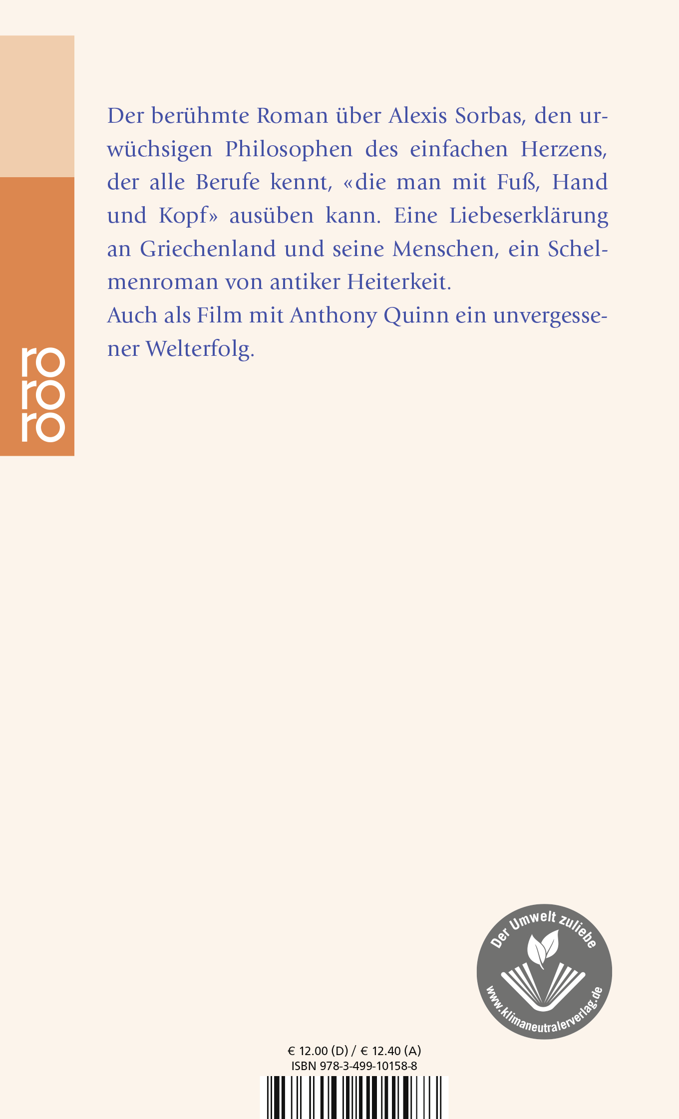 Rückseitencover Alexis Sorbas