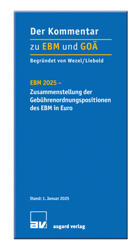 Vorderes Coverbild EBM 2025 - Zusammenstellung der Gebührenordnungspositionen des EBM in Euro