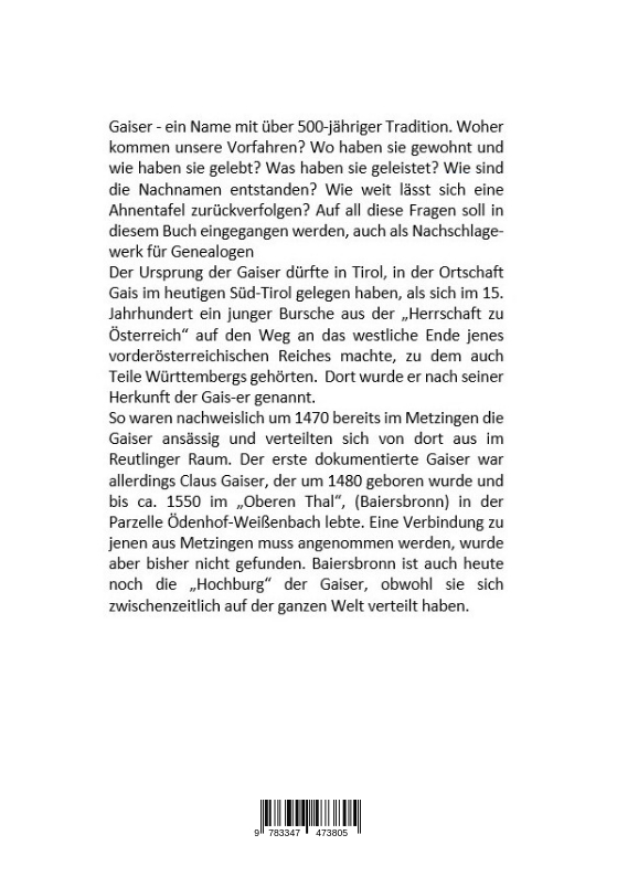 Rückseitencover Gaiser