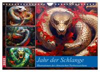Vorderes Coverbild Jahr der Schlange - Illustrationen des chinesischen Tierkreiszeichens (Wandkalender 2025 DIN A4 quer), CALVENDO Monatskalender