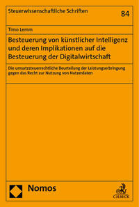 Vorderes Coverbild Besteuerung von künstlicher Intelligenz und deren Implikationen auf die Besteuerung der Digitalwirtschaft