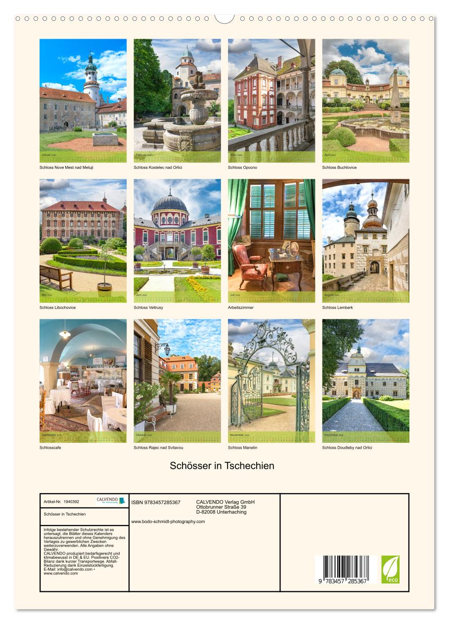 Beispielinhalt (Bild) Schösser in Tschechien (hochwertiger Premium Wandkalender 2026 DIN A2 hoch), Kunstdruck in Hochglanz