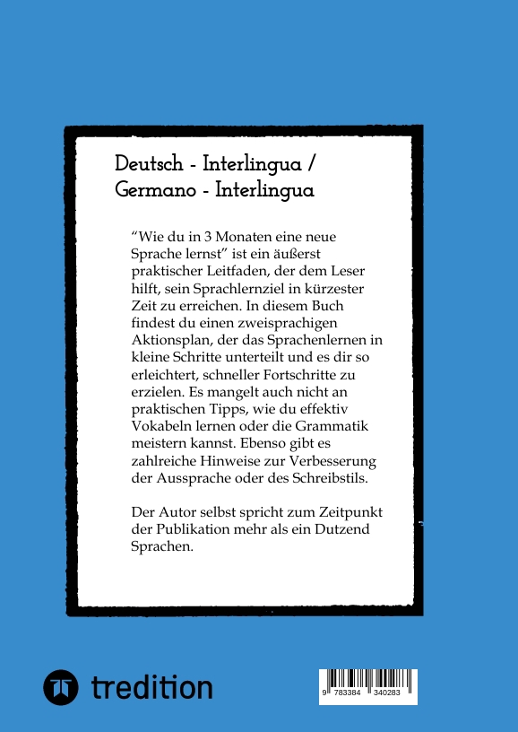 Rückseitencover Wie du in 3 Monaten eine neue Sprache lernst - bilingual