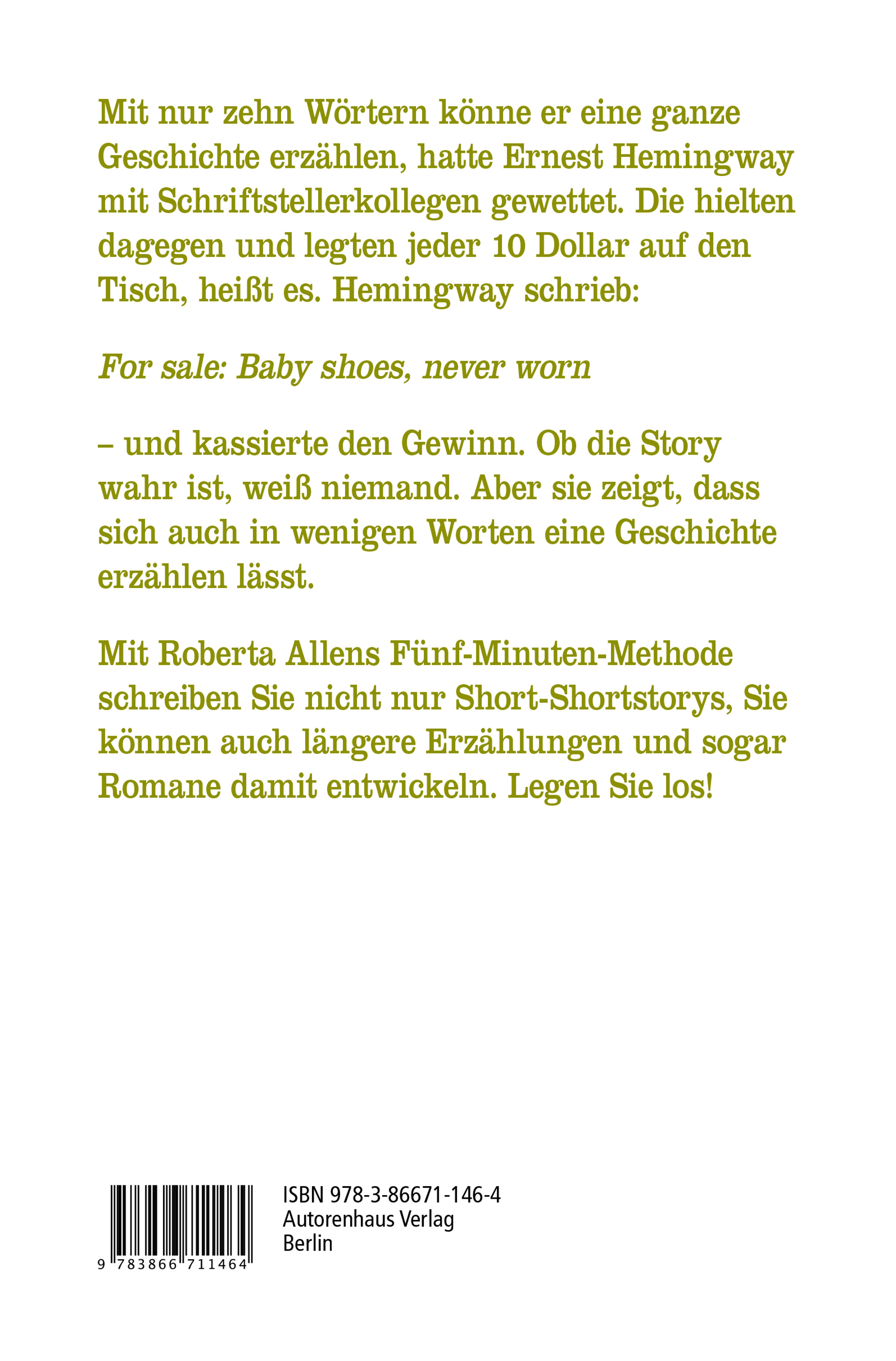 Rückseitencover Short Short-Storys schreiben - Kürzestgeschichten schreiben