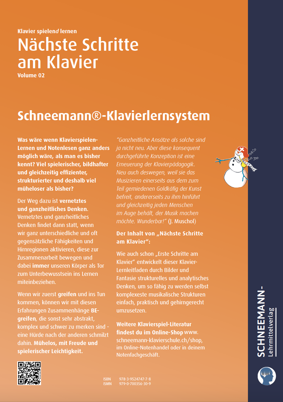 Rückseitencover Nächste Schritte am Klavier 2 | Das SCHNEEMANN®-Klavierlernsystem