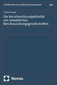 Vorderes Coverbild Die Berufsrechtssubjektivität von anwaltlichen Berufsausübungsgesellschaften