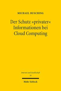 Vorderes Coverbild Der Schutz "privater" Informationen bei Cloud Computing