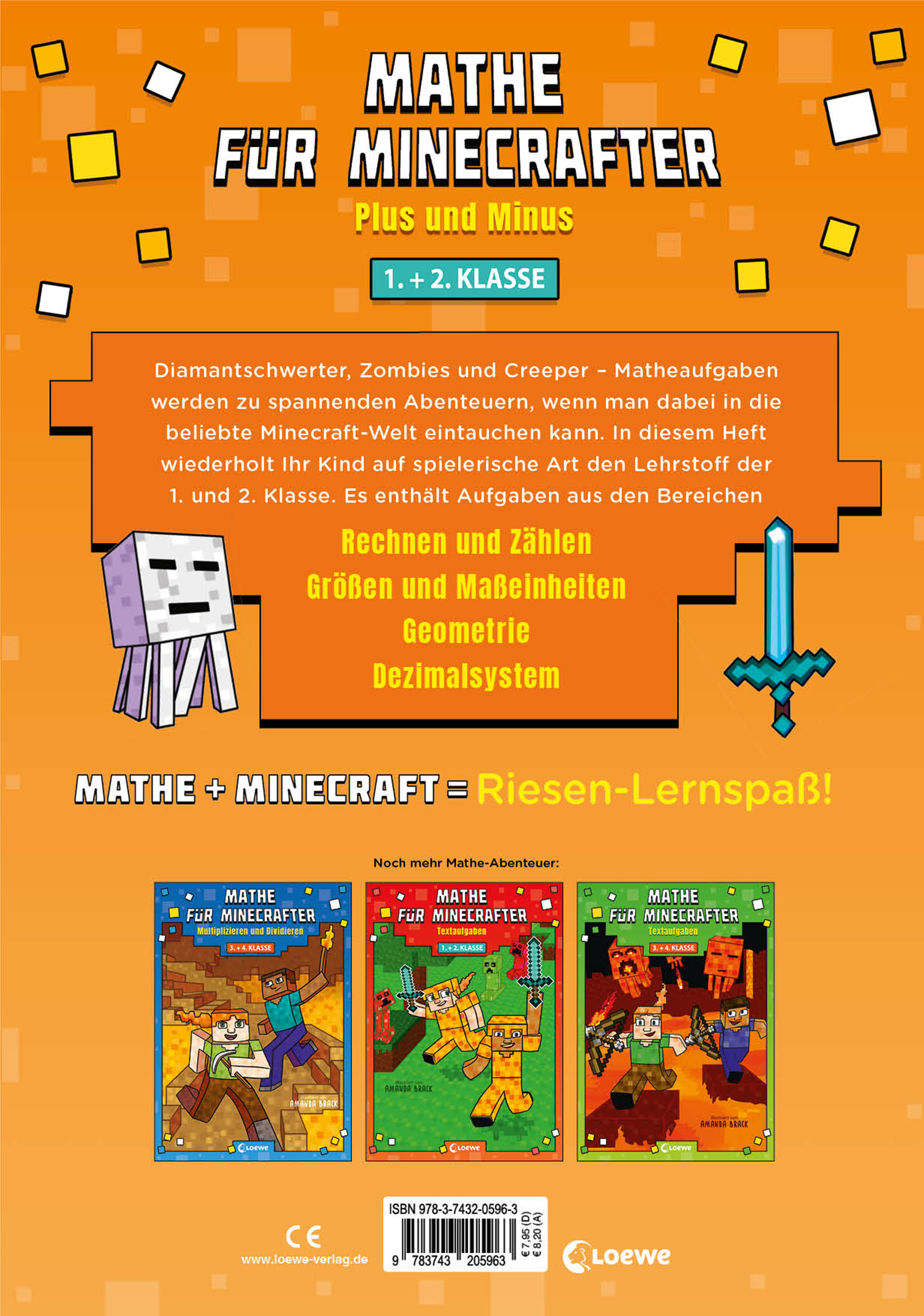 Rückseitencover Mathe für Minecrafter - Plus und Minus