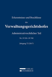 Vorderes Coverbild Erkenntnisse und Beschlüsse des Verwaltungsgerichtshofes