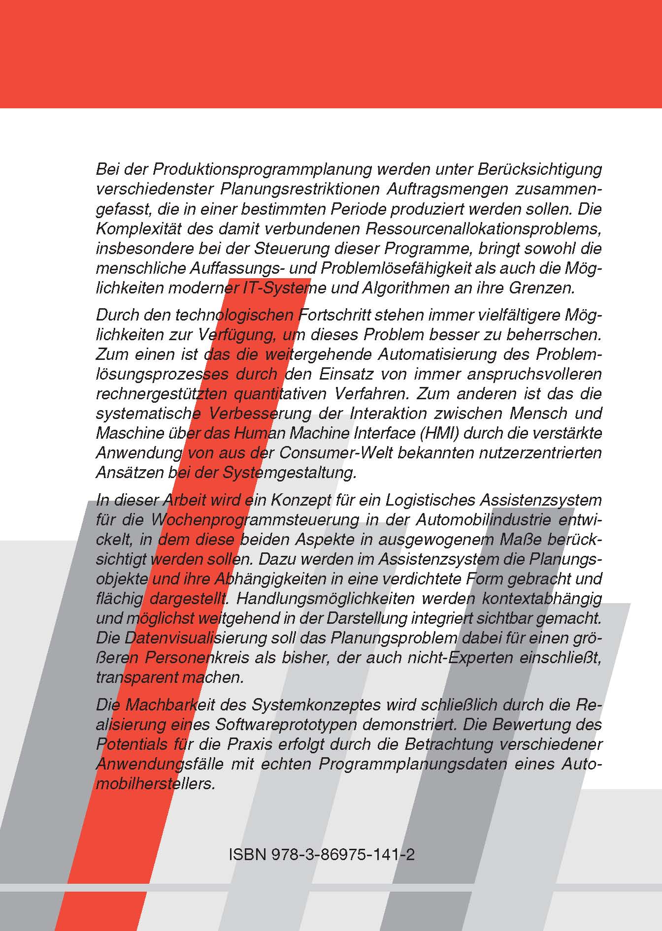 Rückseitencover Entscheidungsunterstützung durch ein Assistenzsystem bei der Wochenprogrammsteuerung in der Automobilindustrie