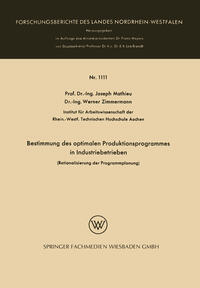 Vorderes Coverbild Bestimmung des optimalen Produktionsprogrammes in Industriebetrieben