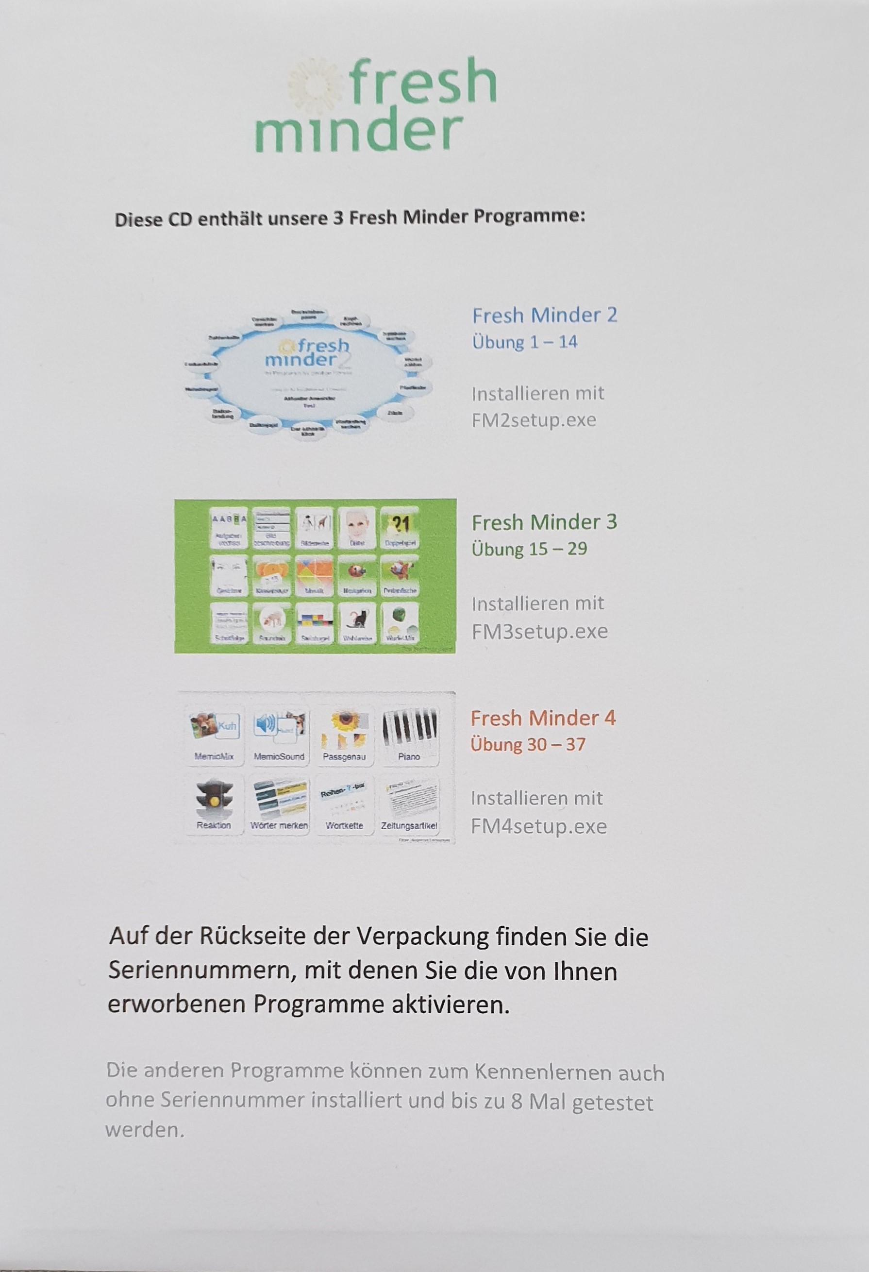 Gesamtes Coverbild Fresh Minder 3 Pro Übung 15 - 29 auf CD